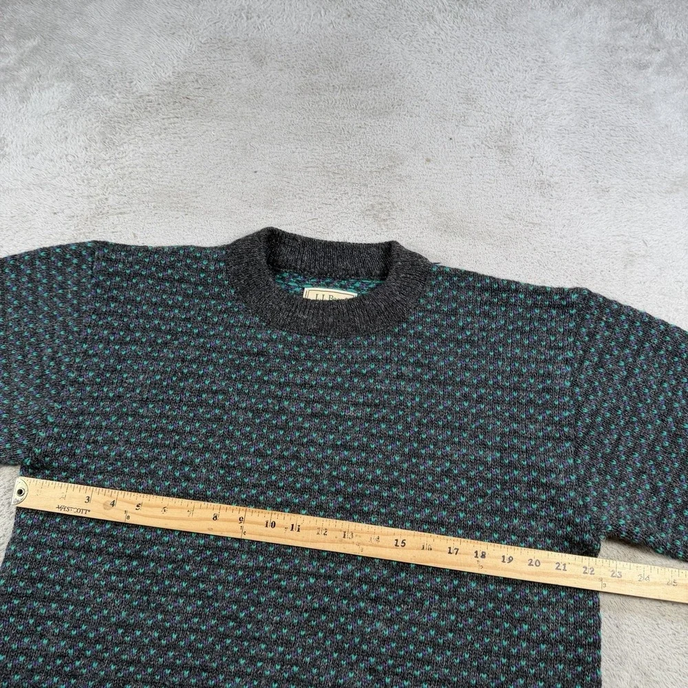 Vintage LL Bean Sweater Mens Medium Green Birdseye Wool Norway Fisherman Knit